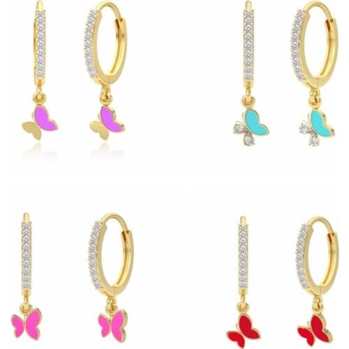 CANNER 925 Silver Fine Jewerly Micro-inlaid zircon pendientes Dangle Earrings For Women 2021 Butterfly Huggie Earring With Charm