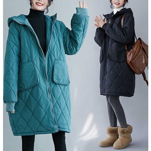 Plus Size Womens Autumn Winter Coat 2021 New Overcoat Loose Hooded Pocket Clothes Casual Jackets Oversized Female Outerwear