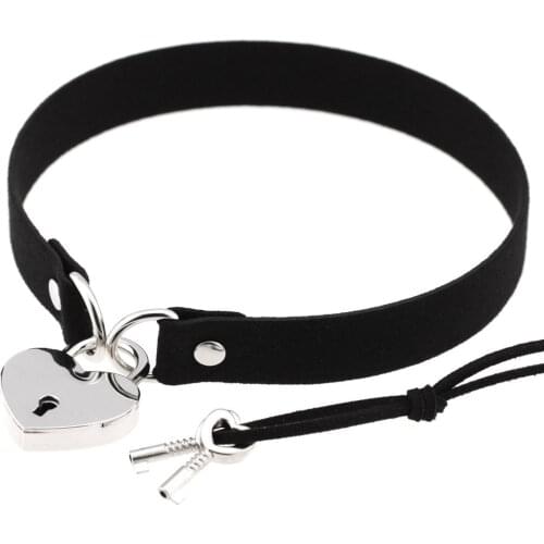 ZIMNO Kawaii Accessories Goth Necklaces for Women Egirl Appeal Bondage Love Lock Sexy Collar Neck Chain Strap Clavicle Choker