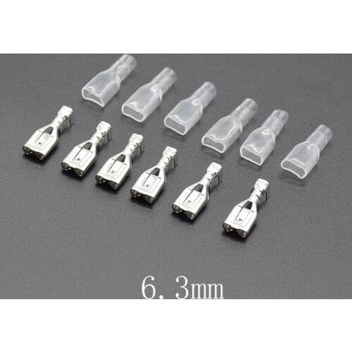 100pcs/50Sets Female Spade Connector 2.8 /4.8 /6.3 Crimp Terminal with Insulating Sleeves For Terminals 22-16AWG