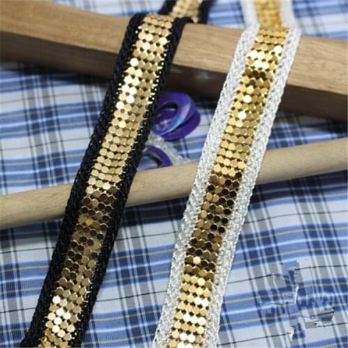 3Yards Per Lot Free Shipment 2cm Wide Gorgeous Paillette Lace Beaded Lace Trim For Clothing