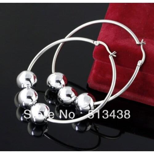 5pairs/lot 2013 new arrival!women jewelry shinying stainless steel 3pcs 12mm acrylic beads hoop earring.young mother gifts