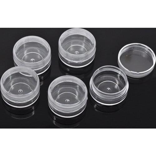 Round Clear Plastic Beads Display Storage Boxes Powder Liquid Carrring Container Cases 4x4x2.2cm, 5Pcs