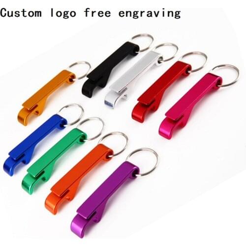 500Pcs Free Laser Engraving Bottle Opener Keychain Rings Custom Logo Metal Key Chain Bottle / Can Openers Promotional Gift Item