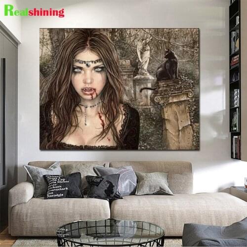 5d Diamond Painting Full Square Round 5d Diamond Embroidery The Vampire Woman Diamond DIY Mosaic Home Decoration N1645