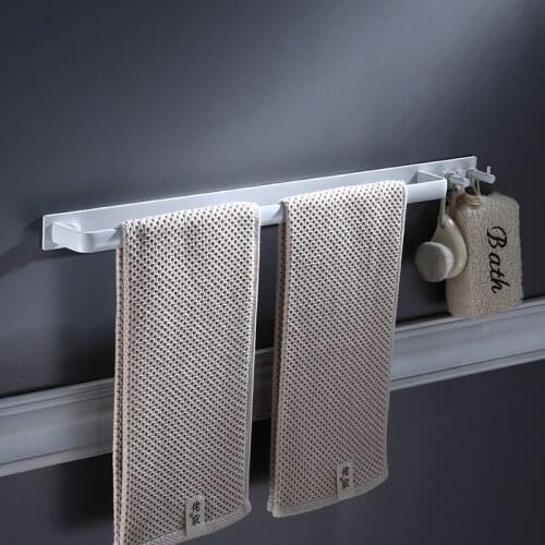 Bathroom Towel Bars AluminumTowel Rack Wall Mounted Towel Bar With Hook White Baking Bath Hardware Bathroom Accessories 39/59cm