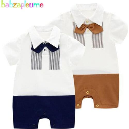 Babzapleume summer newborn baby costume boys clothes short sleeve toddler rompers cotton stripe jumpsuit infant clothing BC1448