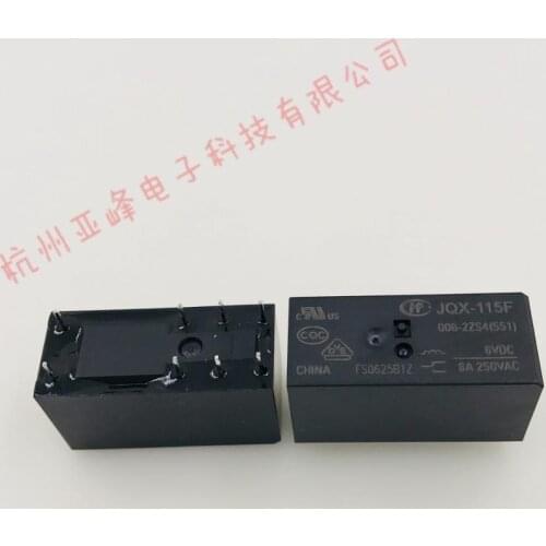 Free shipping(5pieces/lot) 100%Original New HF JQX-115F-006-2ZS4 HF115F-006-2ZS4 8A250vac 8PINS 6VDC Power Relay