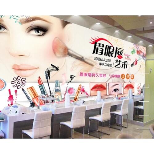 Free Shipping Fashion Brick Wall Cosmetics Shop Decoration Wallpaper Beauty Nail Shop Custom 3D Photo Mural Makeup Store Mural