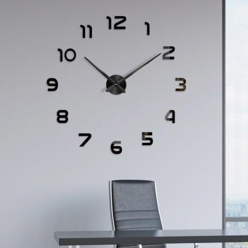 48" Oversize Wall Clock Watch Wall Clocks Horloge Large 3D DIY Acrylic Mirror Stickers Home Decoration Living Room Quartz Needle