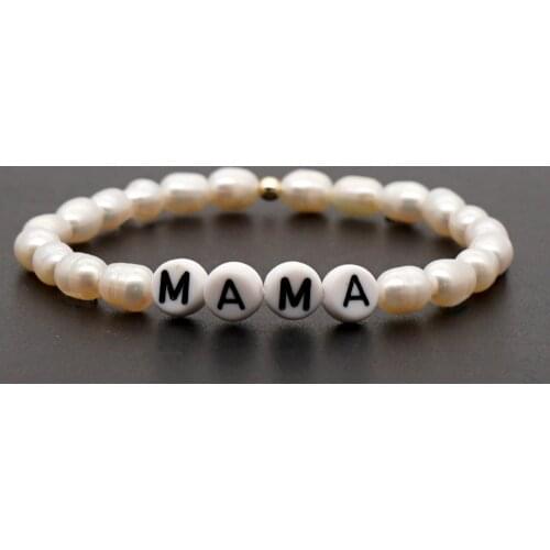 Go2Boho MAMA Letter Bracelet Freshwater Pearl Bracelets Women Jewelry 2020 Fashion Jewellery Stretch Pulsera Gift For Her