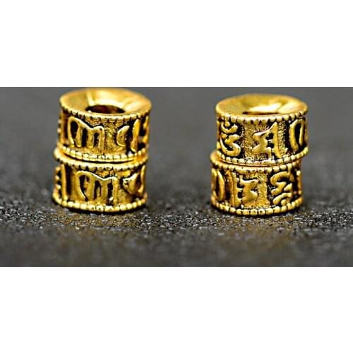 Wholesale 10Pcs Antique Buddha Tibetan Gold Cylinder Spacer Bead Findings Jewelry For Making DIY Handmade Bracelet