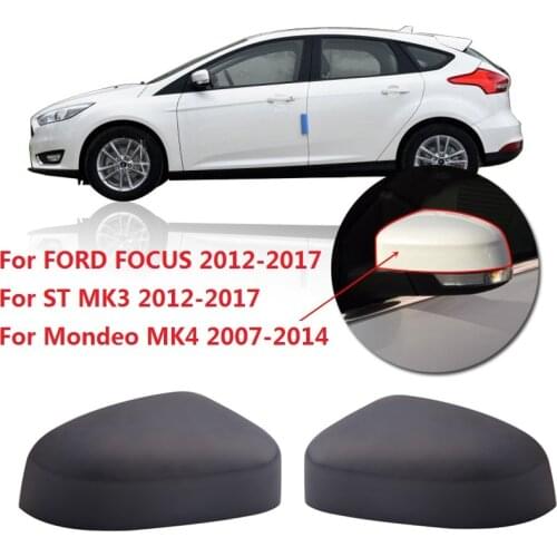 CAPQX 2PCS rearview mirror Cover Side Rear View MIRROR COVER lid HOOD shell For FORD FOCUS / ST MK3 2012-17 Mondeo MK4 2007-2014