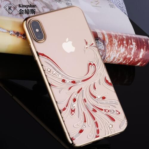 Bling Phoenix Plated Phone Case Cover For iPhone XS Max XR XS X 10 Back Hard Shell Crystals Diamond Clear Thin Women KINGXBAR