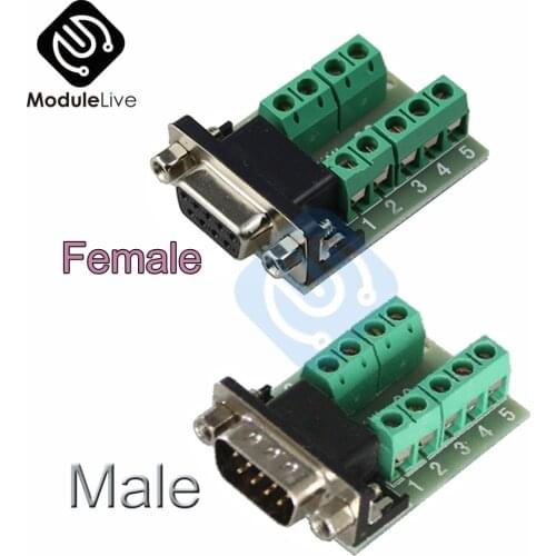 DB9 Male Female Adapter Signals Terminal Module RS232 Serial To Terminal DB9 Connector