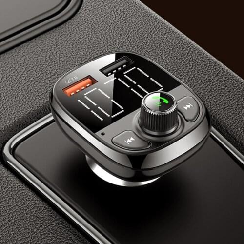 Car Bluetooth 5.0 FM Transmitter Wireless Adapter Mic Audio Receiver USB Fast Charger Support U disk TF Card For Car DVD Radio