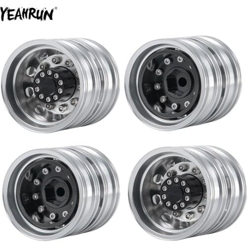 YEAHRUN 1/2/4 Pcs Aluminum Alloy Rear Wheel Hub Rims For 1/14 Tamiya Trailer Tractor Truck RC Car Parts
