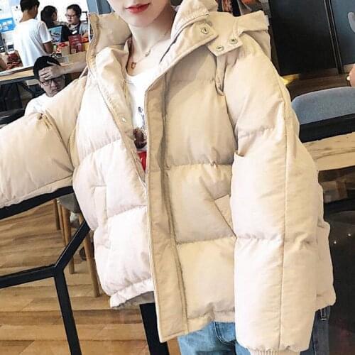 Parkas Women Trendy Basic Pure Down Cotton Padded Jacket Winter Popular Soft Thick Leisure Hooded Collar Outwear For Female