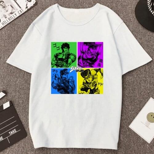 Hot Japan Anime Jojo Bizarre Adventure Men T Shirt Phantom Tendency Stardust Is Unbreakable Printed Tops Vintage Manga Tee