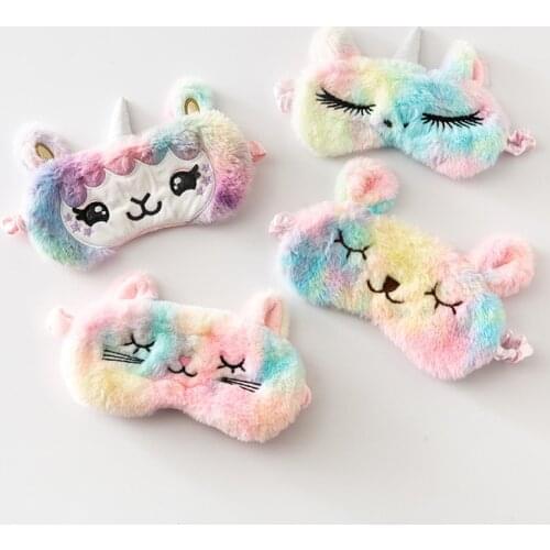 Eye Mask Unicorn Cartoon Variety Sleeping Mask Plush Eye Shade Cover Eyeshade Relax Mask Suitable for Travel Home Party Gifts