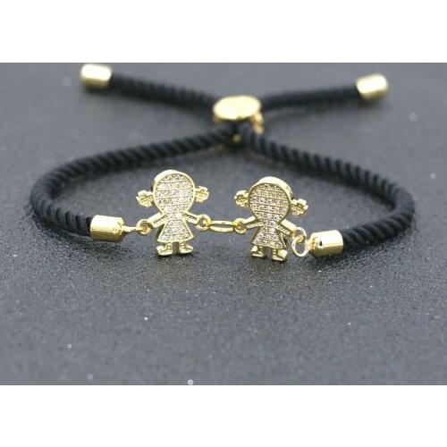 Lovely Boys Girls Bracelet Copper Zircon Charm Women Bracelet Lucky Son Daughter Family Bracelets For Women Jewelry Kids Gift