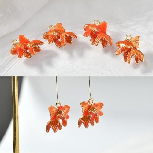 Min order 10pcs/lot alloy drop oil 3D animals cartoon goldfish shape metal floating locekt charms diy jewelry earring accessory
