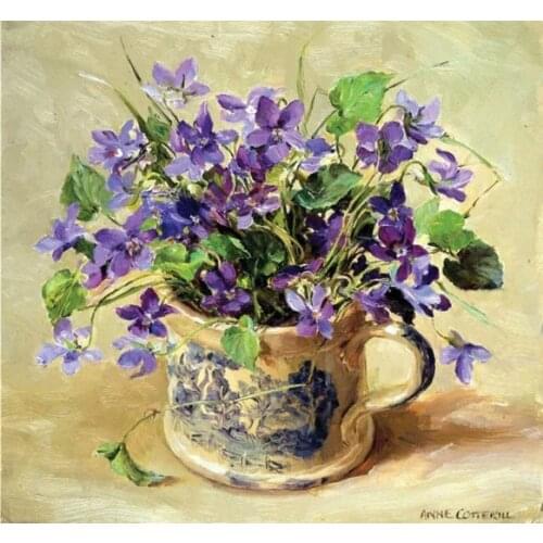 Purple Violets flower Counted Cross Stitch Kits Color DIY Handmade Needlework for Embroidery 14 ct Cross Stitch Sets Decor