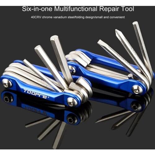 6 In 1 Multi Usage Bike Bicycle Repair Bike Tools Kit Hex Wrench Nut Tire Repair Hex Allen Key Screwdriver Socket Extension Rod
