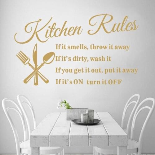 Decal Spain Phrases Kitchen Rules Text Restaurant Wall Decal Home Cupboard Mural Home Decor For Living Room Wall Sticker RU423