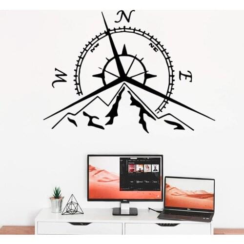 Compass Wall Sticker Bedroom Living Room Wall Decoration Removable Home Decor Personailzed Mountain Position Mark Logo Decals