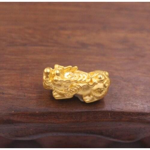 Real 24Kt Yellow Gold Pendant 3D Luck Bless Coin Pixiu Bead 1-1.5g 17x9mm GUARANTEED 24K PURE GOLD Best Gift