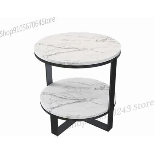 Nordic Small Coffee Table Bedroom Side Cabinet Double Round Table Modern Minimalist Living Room Light Luxury Marble Sofa Side Ta