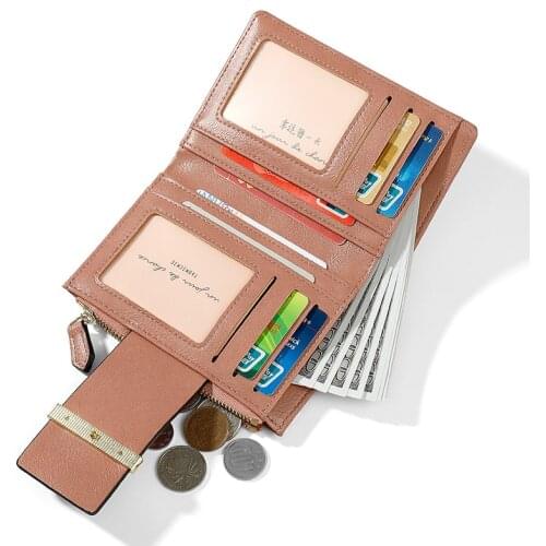 2021 New Women Luxury Leather Bifold Short Wallets Female Designer Coin Pocket Card Holder Small Zipper Purse PU Fashion Clutch