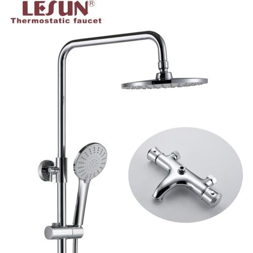 New product thermostatic water rainfall brass shower mixer faucets set for Bathroom