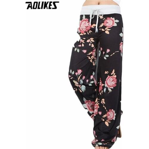 Autumn Women Printed Yoga Pants Women Wide Leg Pants Fitness Sports Leggings Clothing Loose Workout Trousers Leggins