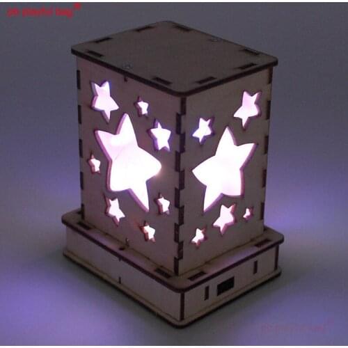 PB Playful Bag Childrens DIY colorful star lights Wooden assembly building blocks Thinking exercise toys creative gift UG84