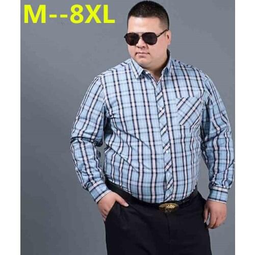 Plus size 10XL 8XL 9XL 6XL 5XL 4XL Brand Men Clothes loose Fit Men Long Sleeve Shirt Men Plaid Cotton Casual Men Shirt Social