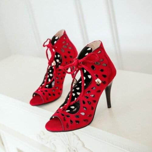 Big Size 9 10 11-13 high heels sandals women shoes woman summer ladies Engrave a hole in the fishs mouth