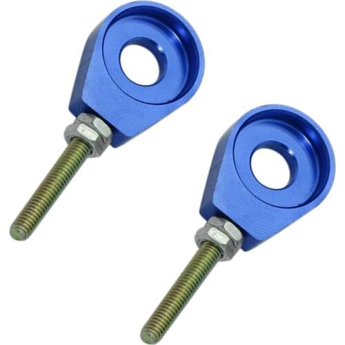 Pair 12mm Chain Adjuster Tensioner Block Replacement for Pit Pro Quad Trail Dirt Bike ATV - Blue