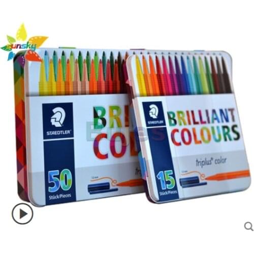 Staedtler 15/30/50 color triangle washable neon color pen iron box hand account painting watercolor professional art supplies