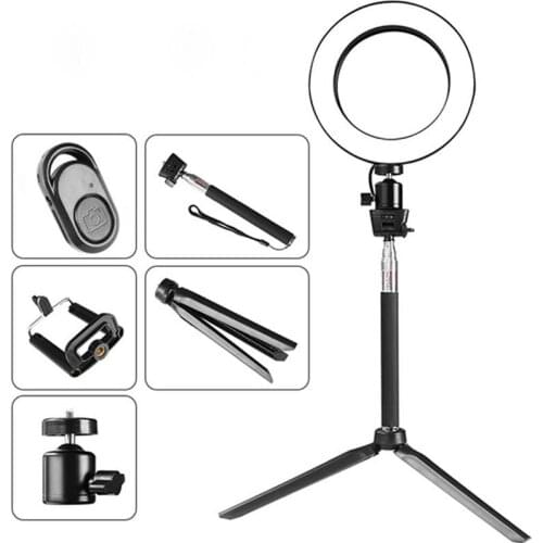 20cm Mini LED Desktop Video Ring Light Photography Photo Camera Selfie Lamp with Tripod For YouTube Live Photo Fill light