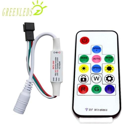 LED Pixel RGB Controller RF14Keys Remote Mini Controller JM-HC-LOCK DC5-24V 2048 Points Full Color LED Controller