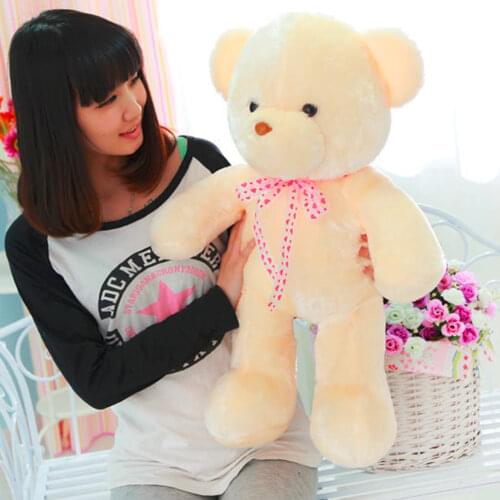 Hot! Romantic 50CM Colorful Glow LED Light Plush Toys Plush Bear Doll Throw Pillow LED Bear Toy Friends Gift New Sale