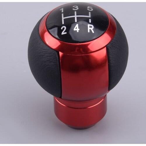Universal 5 Speed Round Red Manual Transmission Car Interior Gear Shifter Shift Lever Knob for Vehicles Trucks