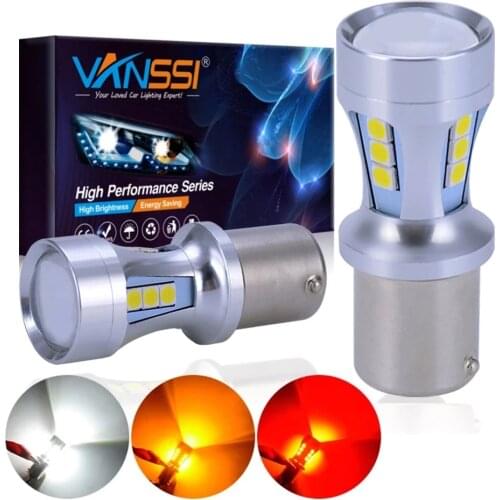 VANSSI Ba15s P21W Car LED Turn Signal Lamp Bulbs P21/5W BAY15D White AutoLight Bau15s PY21W T20 W21/5W 7443 1156 3030 1157 Amber