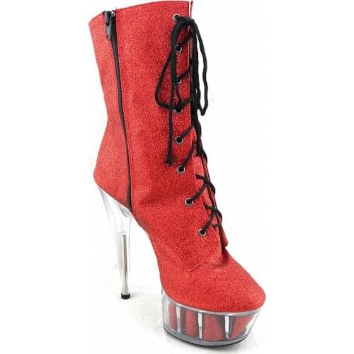 Party Queen:35-46 Autumn/Winter 15cm thin high heels crystal TAnkle Riding boots platform shoes women pumps botas mujer