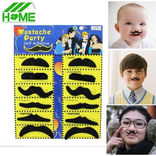 Funny 12pcs Costume Fake Mustache Beard Cosplay Pirate Whisker Decoration Fools Day Christmas Halloween Party Decorations