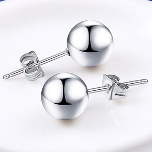 Titanium Steel Stud Earrings For Women Round Bead Men Jewelry Vintage Fashion Black/Gold/Silver Color Minimalist Cute Earrings