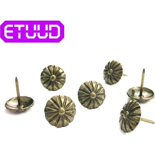 100pcs Antique Bronze Upholstery Nail Jewelry Gift Wine Case Box Sofa Decorative Tack Stud Pushpin Doornail Hardware