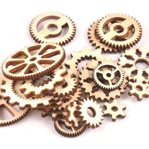 20pcs 13-40mm Mixed Wheel Gear Wooden Ornaments Scrapbooking Wood Decoration DIY Craft Supplies Handmade Accessories m1816